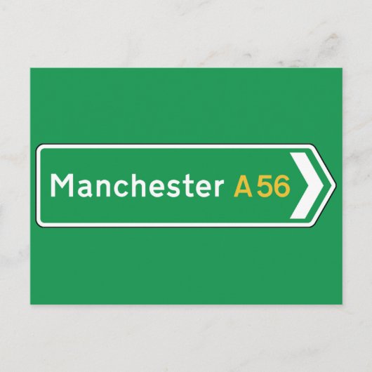 Manchester, UK Road Sign Postkarte (Vorderseite)