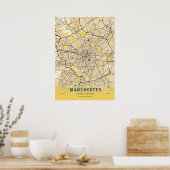 Manchester - United Kingdom Yellow City Map Poster (Küche)