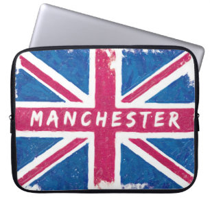 Manchester - Vintage britische Union Jack-Flagge Laptopschutzhülle