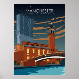 Manchester Vintage Minimal Retro Reiseposter Poster