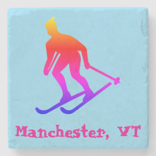 Manchester, VT (Vermont Ski Town) Regenbogen Steinuntersetzer
