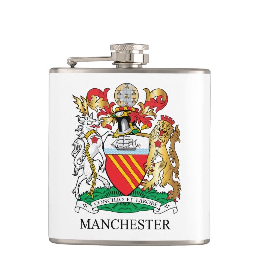 Manchester-Wappen Flachmann (Vorderseite)
