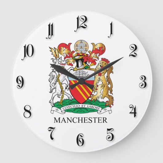 Manchester-Wappen Große Wanduhr (Vorderseite)