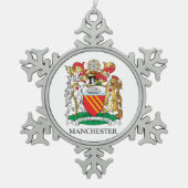 Manchester-Wappen Schneeflocken Zinn-Ornament (Vorderseite)
