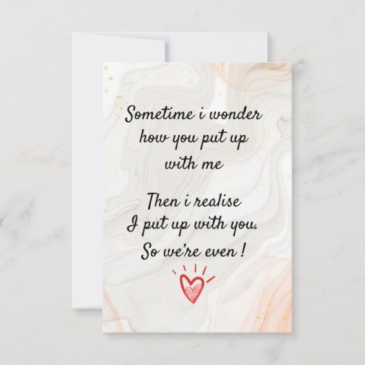 Manchmal frage ich mich, wie du mit mir Schluss ma Dankeskarte (Vorderseite)