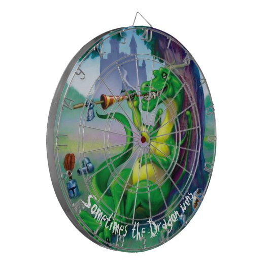 Manchmal gewinnt der Drache - Grün Dartscheibe (Vorderseite Links)