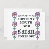 Manchmal öffne ich mir meine lustige Kreuzstiche Postkarte (Vorne/Hinten)