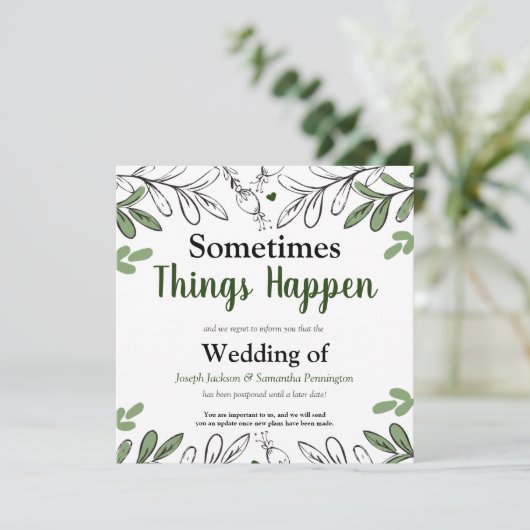 Manchmal passiert Hochzeit ändern das Datum Einladung (Stehend Vorderseite)