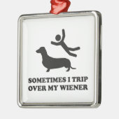 Manchmal reise ich über meine Dackel Silbernes Ornament (Links)