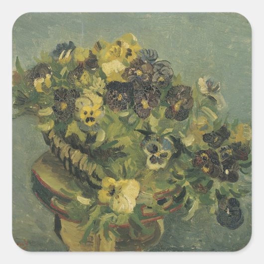 Mand met viooltjes Square Sticker (Vorderseite)