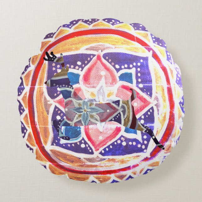 Mandal Brushed Polyester Rundkissen 41 cm Rundes Kissen (Vorderseite)