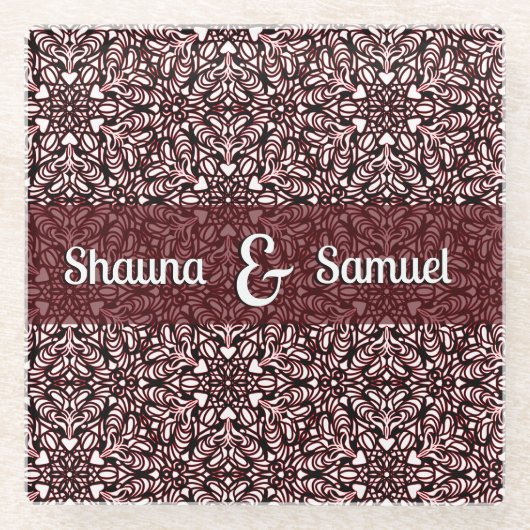 Mandal Hearts Glasuntersetzer (Vorderseite)