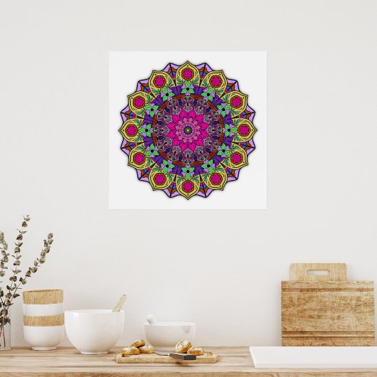 Mandala 12-2 PinkFlower - Poster (Küche)
