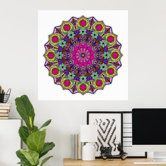 Mandala 12-2 PinkFlower - Poster (Heimbüro)