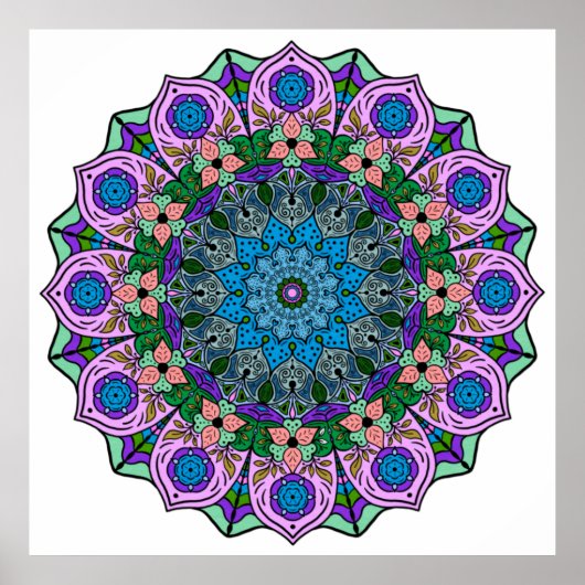 Mandala 12-2 TealRose - Poster (Vorne)
