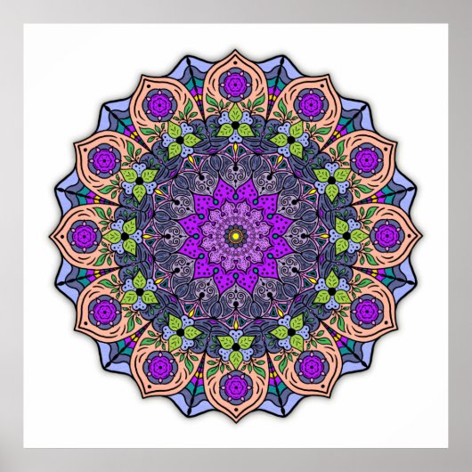 Mandala 12-2 VioletPeach - Poster (Vorne)