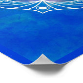 Mandala 12 Blue Aquamarin auf blauem Hintergrund - Poster (Ecke)