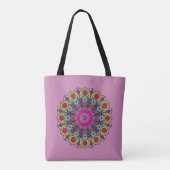 Mandala 12 Rosa Blume Senf auf Mauve - Tasche (Rückseite)