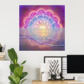 Mandala 12 Sun in Ocean rosa - Poster (Heimbüro)