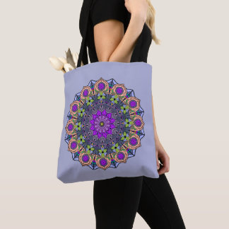Mandala 12 Violet Peach Pink Green on Violet - Tasche