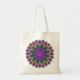 Mandala 12 Violet Peach Pink Green - Tragetasche
