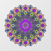 Mandala 12 VioletPeach Pink Green - Fensteraufkleber (Blatt)