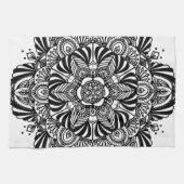 Mandala 2 - Schwarz und Weiß Geschirrtuch (Horizontal)