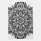 Mandala 2 - Schwarz und Weiß Geschirrtuch (Vertikal)
