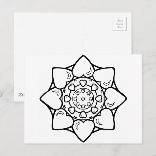 Mandala 36 Herz Postkarte (Vorne/Hinten)