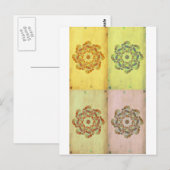 Mandala 4 Quadrat Postkarte (Vorne/Hinten)