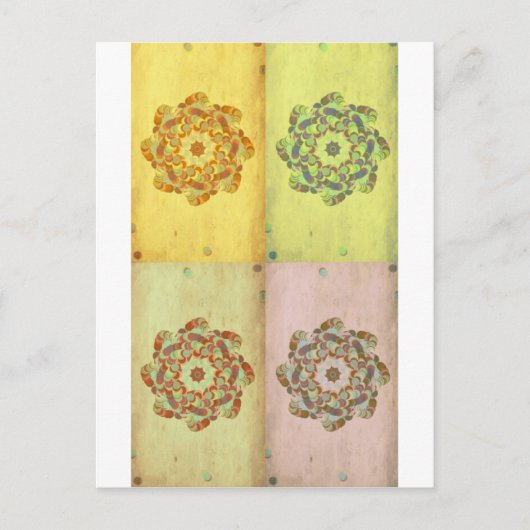 Mandala 4 Quadrat Postkarte (Vorderseite)