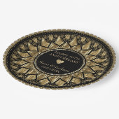 Mandala-Abendessen in Gold und Schwarz Pappteller (Schrägansicht)