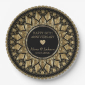 Mandala-Abendessen in Gold und Schwarz Pappteller (Vorderseite)