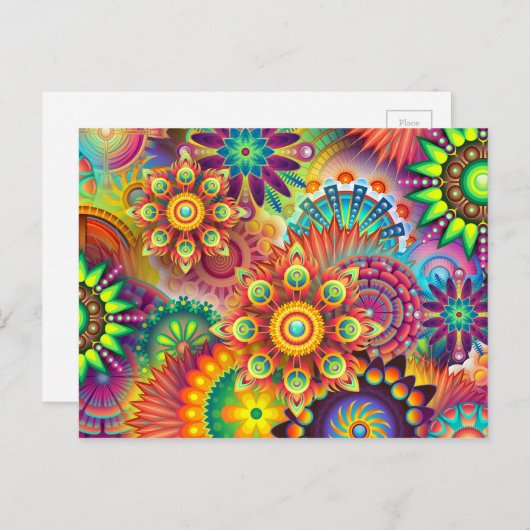 Mandala Abstrakt Spiritual Psychedelic Trippy Postkarte (Vorne/Hinten)