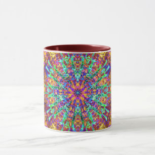Mandala Abstrakt Splash Fraktal Retro Hippie Tasse