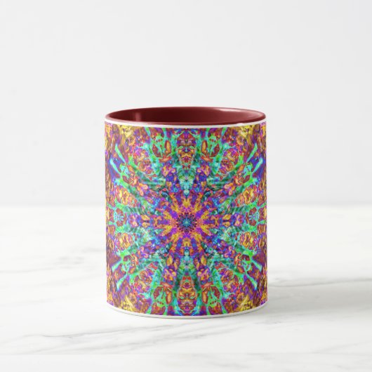 Mandala Abstrakt Splash Fraktal Retro Hippie Tasse (Zentrum)