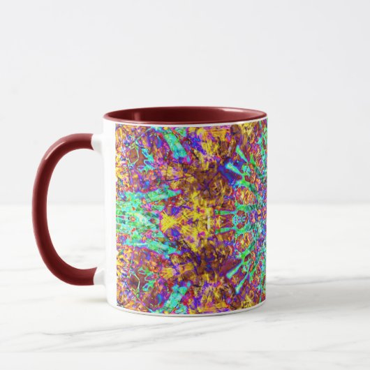 Mandala Abstrakt Splash Fraktal Retro Hippie Tasse (Links)