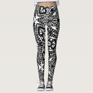 mandala abstrakte Kunst geometrische b&W Leggings