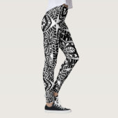 mandala abstrakte Kunst geometrische b&W Leggings (Rechts)