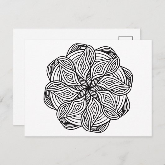 Mandala Abstrakte Schwarz-weiße Minimalfärbung Postkarte (Vorne/Hinten)