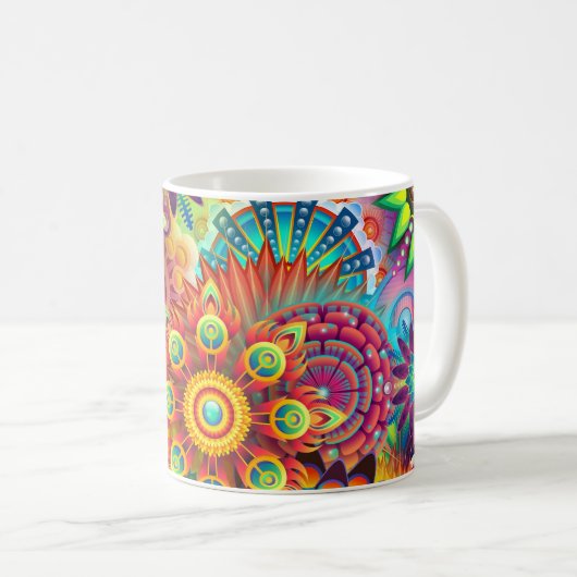 Mandala abstraktes geistiges psychedelisches kaffeetasse (VorderseiteRechts)