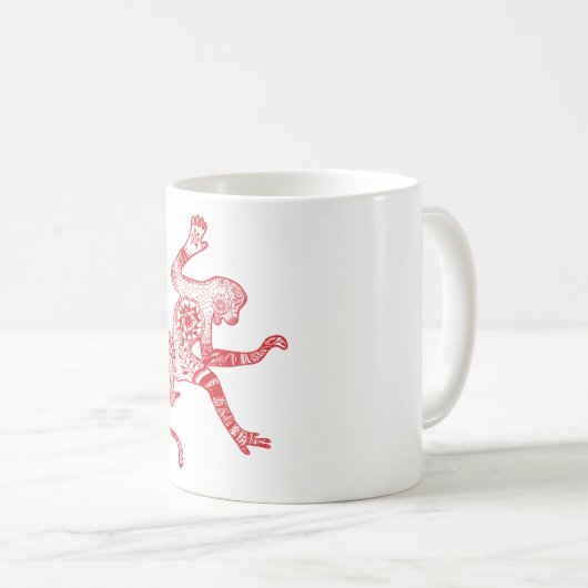 Mandala-Affen-Tasse Kaffeetasse (VorderseiteRechts)