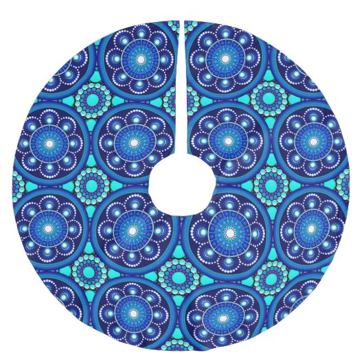 Mandala Aqua Diaphonous Chic Elegant Buterflies Polyester Weihnachtsbaumdecke (Vorderseite)