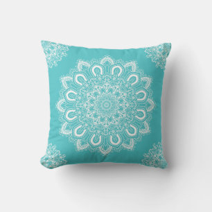 Mandala Aqua Türkis Aquamarin Kissen