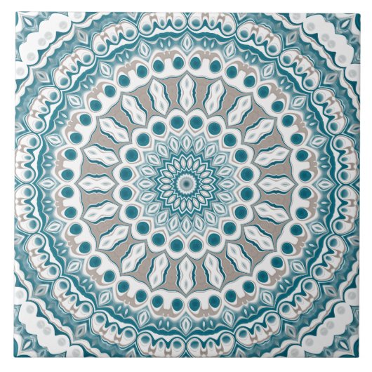 Mandala, Aquamarin an der Küste und Sand Ocean Ins Fliese (Vorderseite)