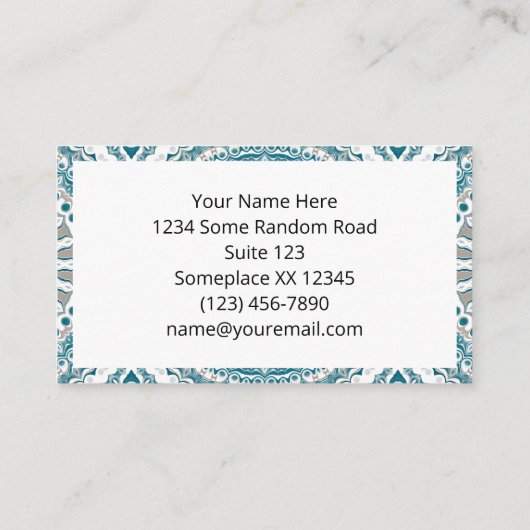 Mandala, Aquamarin an der Küste und Sand Ocean Ins Visitenkarte (Rückseite)