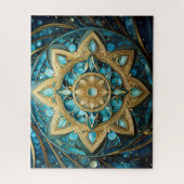 Mandala Aquamarin Blue Gold Puzzle (Vertikal)