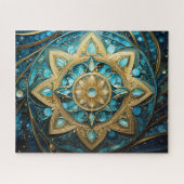 Mandala Aquamarin Blue Gold Puzzle (Horizontal)