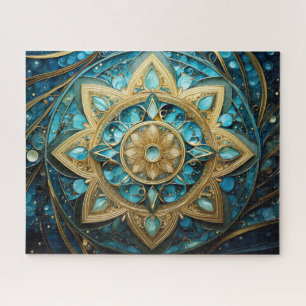 Mandala Aquamarin Blue Gold Puzzle