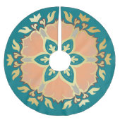 Mandala aquamarin, gold und pfirsichfarben polyester weihnachtsbaumdecke (Vorderseite)